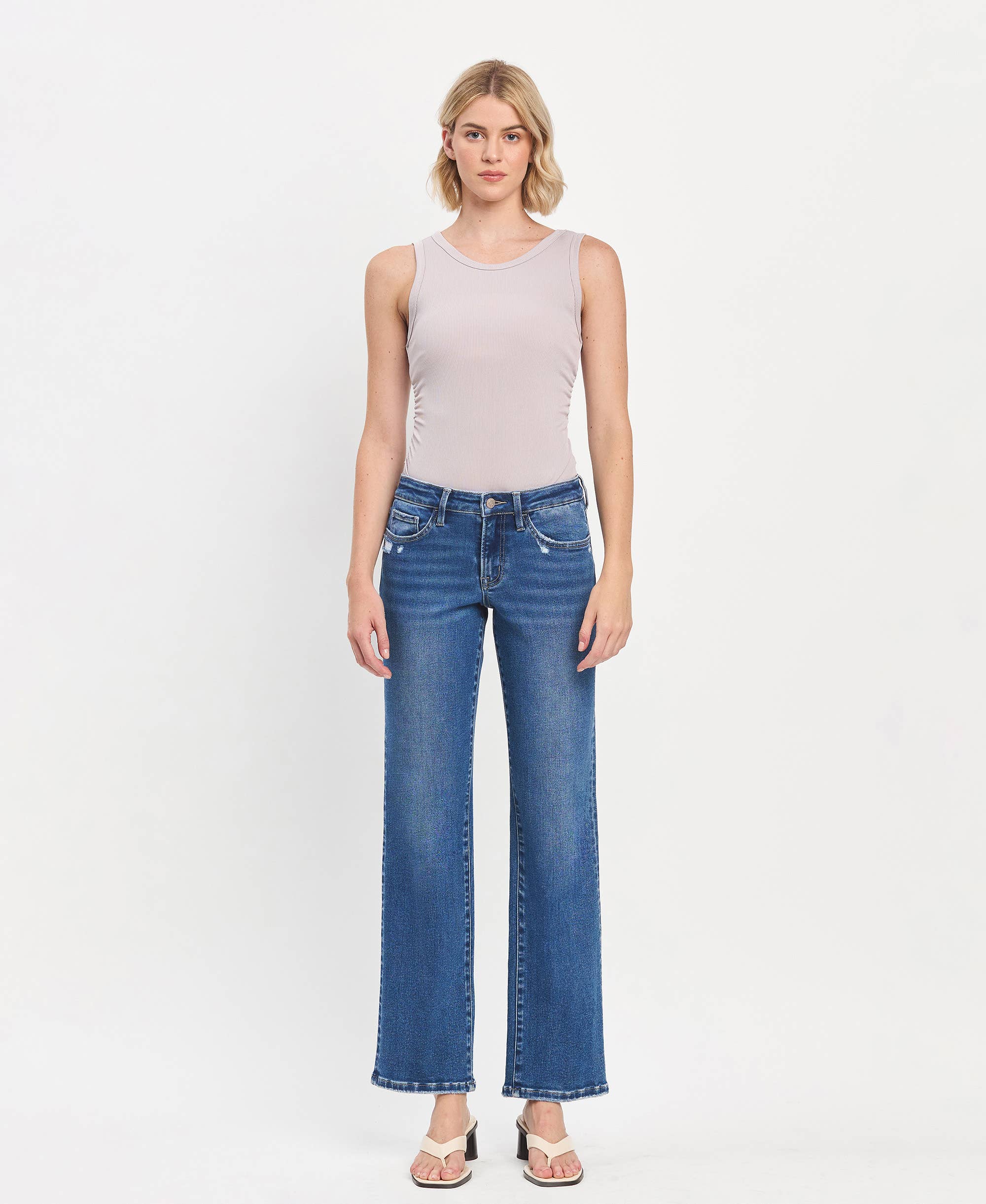 LOVERVET MID RISE FULL LENGTH STRAIGHT LEG JEANS